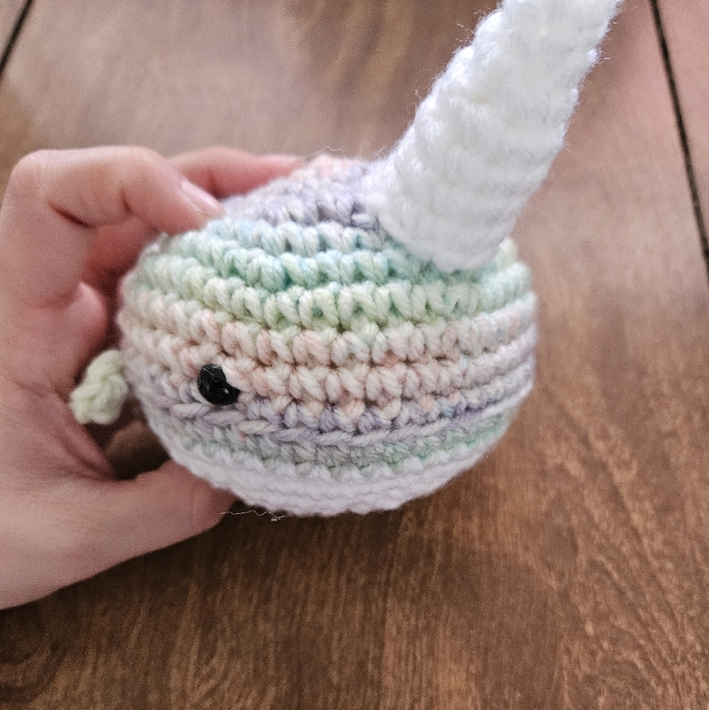 Crochet Pastel Narwhal Amigurumi - Picture 2 of 16